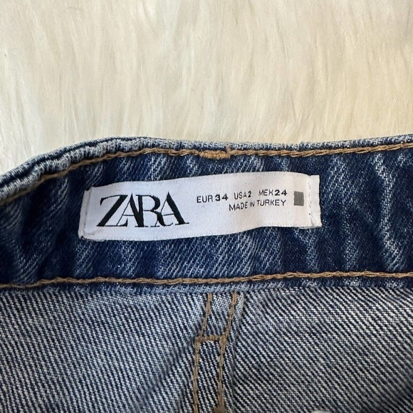 Zara Slim Leg Mom Fit Jeans Blue High Rise Womens Size 2 - Picture 5 of 6